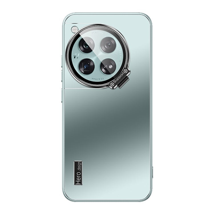 For OnePlus 12 5G Back Case with Lens Kickstand TPU+PC Phone Cover Protector - Cyan