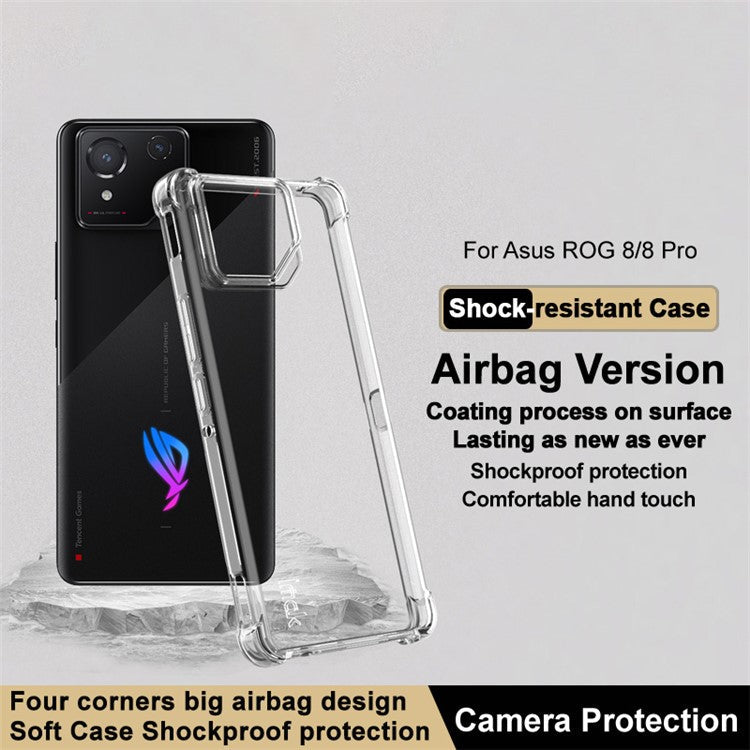 IMAK For Asus ROG Phone 8 5G / Phone 8 Pro 5G TPU Case Drop-proof Clear Phone Guard Cover - Transparent
