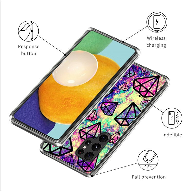 For Samsung Galaxy S24 Ultra TPU Case Anti-Scratch Phone Cover with Pattern - Diamonds