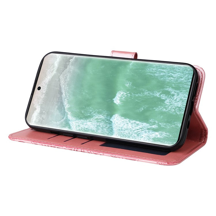 Wallet Case for Oppo Reno11 5G (Global) Phone Shell Imprinted Sunflower Pattern Anti-fall Cover - Pink