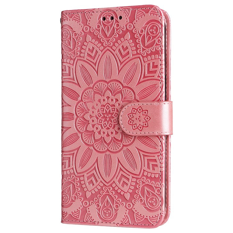 Wallet Case for Oppo Reno11 5G (Global) Phone Shell Imprinted Sunflower Pattern Anti-fall Cover - Pink
