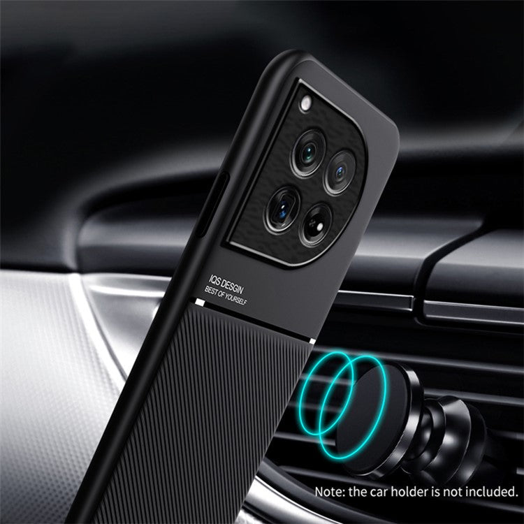 For OnePlus 12 5G Back Case PU+TPU+PC Anti-fingerprint Phone Protective Cover - Black