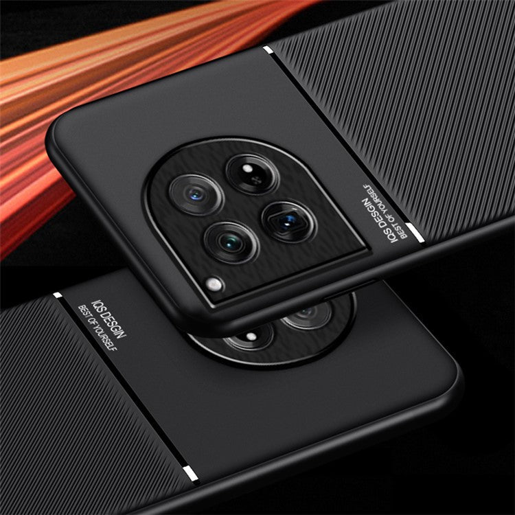 For OnePlus 12 5G Back Case PU+TPU+PC Anti-fingerprint Phone Protective Cover - Black