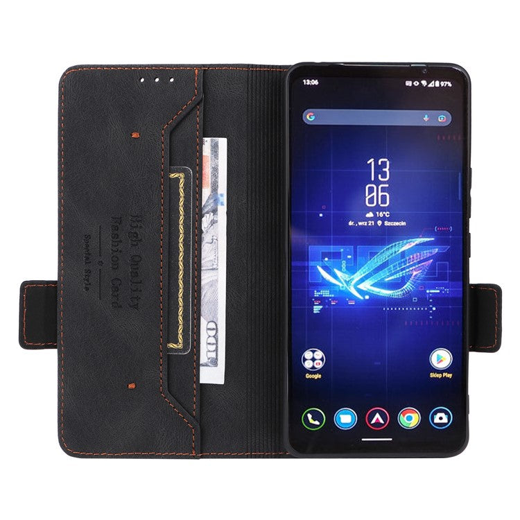 For Asus ROG Phone 8 5G / Phone 8 Pro 5G Case Folio Flip Leather Phone Cover Wallet Stand - Black