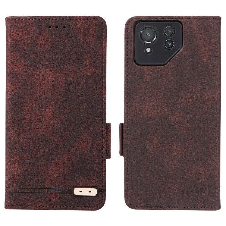 For Asus ROG Phone 8 5G / Phone 8 Pro 5G Case Folio Flip Leather Phone Cover Wallet Stand - Coffee
