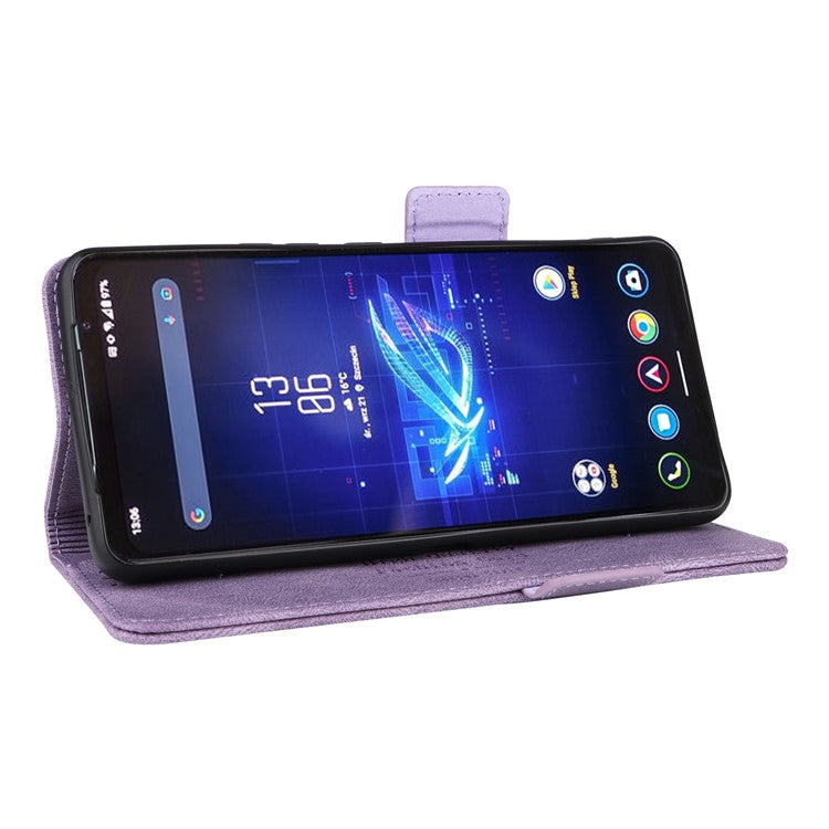 For Asus ROG Phone 8 5G / Phone 8 Pro 5G Case Folio Flip Leather Phone Cover Wallet Stand - Purple