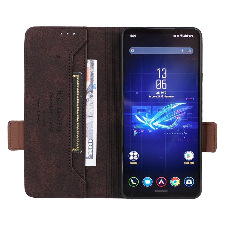 For Asus ROG Phone 8 Pro 5G / 8 5G Wallet Case Leather Phone Cover Stand Protector - Coffee