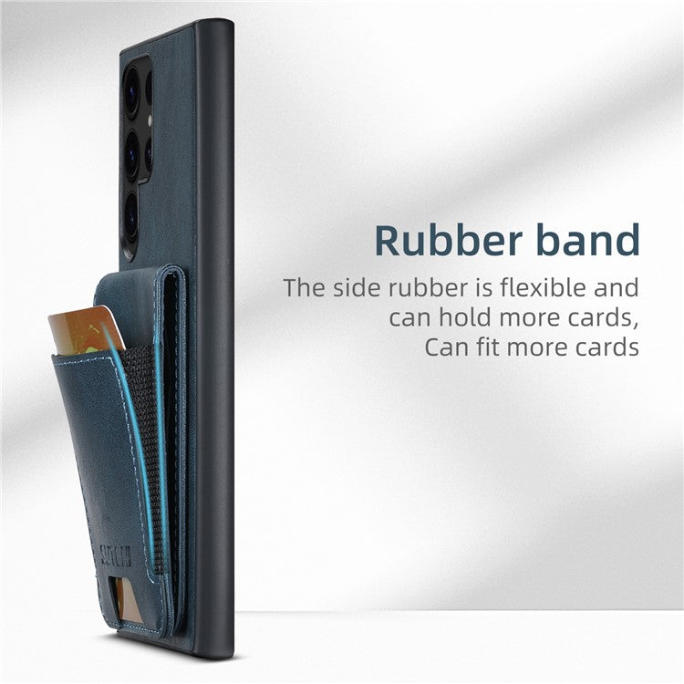 SUTENI H03 For Samsung Galaxy S24 Ultra Case Waxy Texture Vertical Flip Protective Shell - Blue