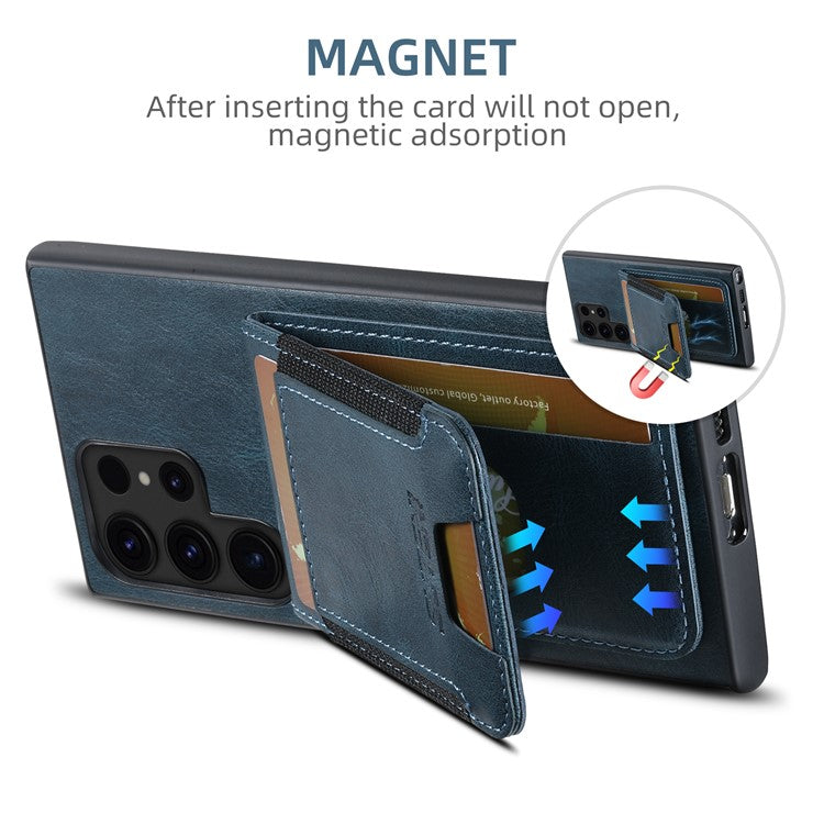 SUTENI H03 For Samsung Galaxy S24 Ultra Case Waxy Texture Vertical Flip Protective Shell - Blue