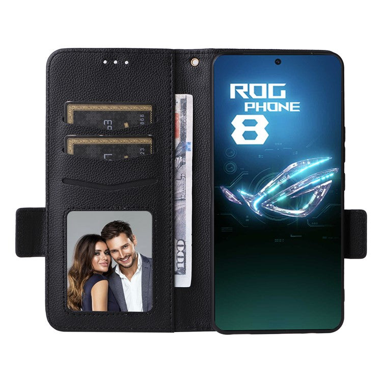For Asus ROG Phone 8 5G / ROG Phone 8 Pro 5G Case PU Leather Wallet Phone Cover - Black