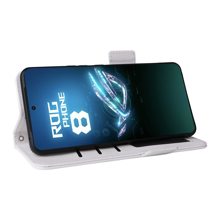 For Asus ROG Phone 8 5G / ROG Phone 8 Pro 5G Case PU Leather Wallet Phone Cover - White