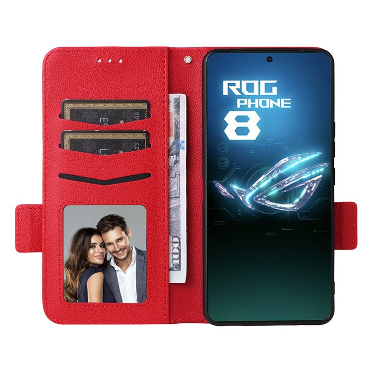 For Asus ROG Phone 8 5G / ROG Phone 8 Pro 5G Case PU Leather Wallet Phone Cover - Red