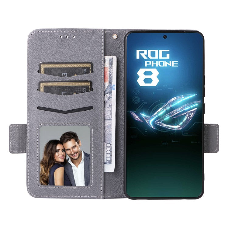 For Asus ROG Phone 8 5G / ROG Phone 8 Pro 5G Case PU Leather Wallet Phone Cover - Grey