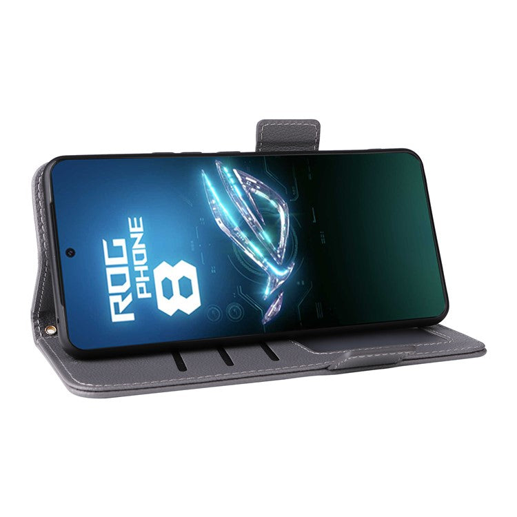 For Asus ROG Phone 8 5G / ROG Phone 8 Pro 5G Case PU Leather Wallet Phone Cover - Grey