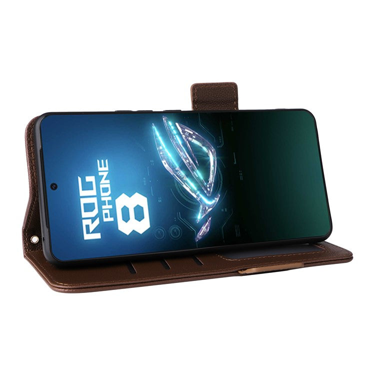 For Asus ROG Phone 8 5G / ROG Phone 8 Pro 5G Case PU Leather Wallet Phone Cover - Brown