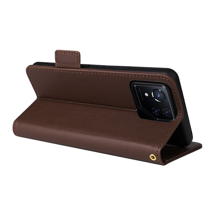 For Asus ROG Phone 8 5G / ROG Phone 8 Pro 5G Case PU Leather Wallet Phone Cover - Brown