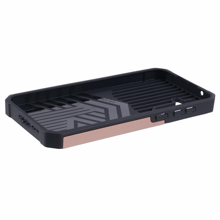 For Samsung Galaxy A55 5G Case PC+TPU Card Holder Phone Kickstand Cover with Slide Lens Lid - Rose Gold