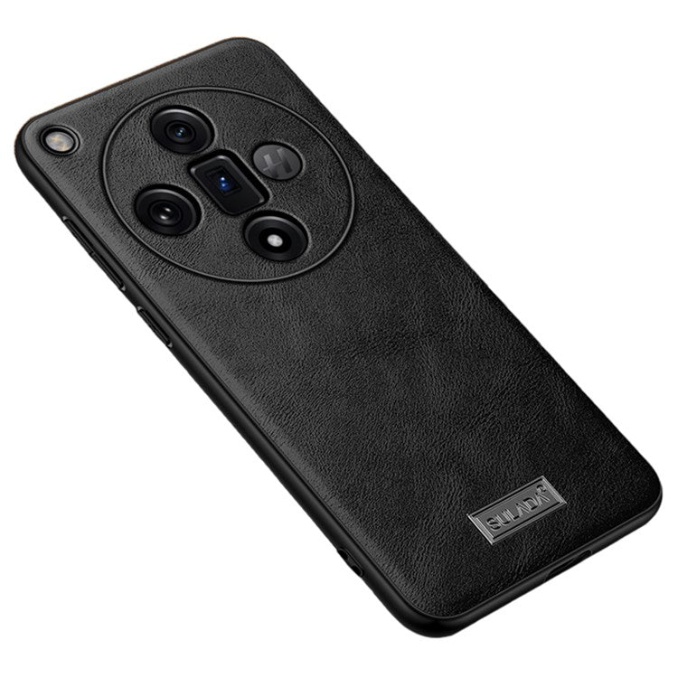SULADA For Oppo Find X7 5G Cell Phone Case Cowhide Texture PU Leather+TPU+PC Cover - Black
