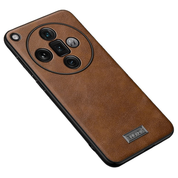 SULADA For Oppo Find X7 Ultra Cell Phone Cover PU Leather+TPU+PC Anti-scratch Back Case - Brown