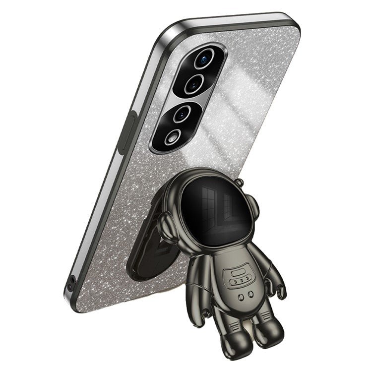 For Honor 70 Pro 5G Cell Phone Case PC+TPU Cover with Astronaut Kickstand - Black