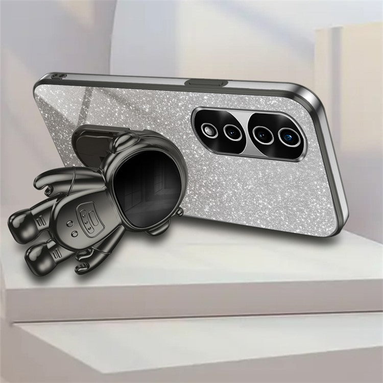 For Honor 70 Pro 5G Cell Phone Case PC+TPU Cover with Astronaut Kickstand - Black