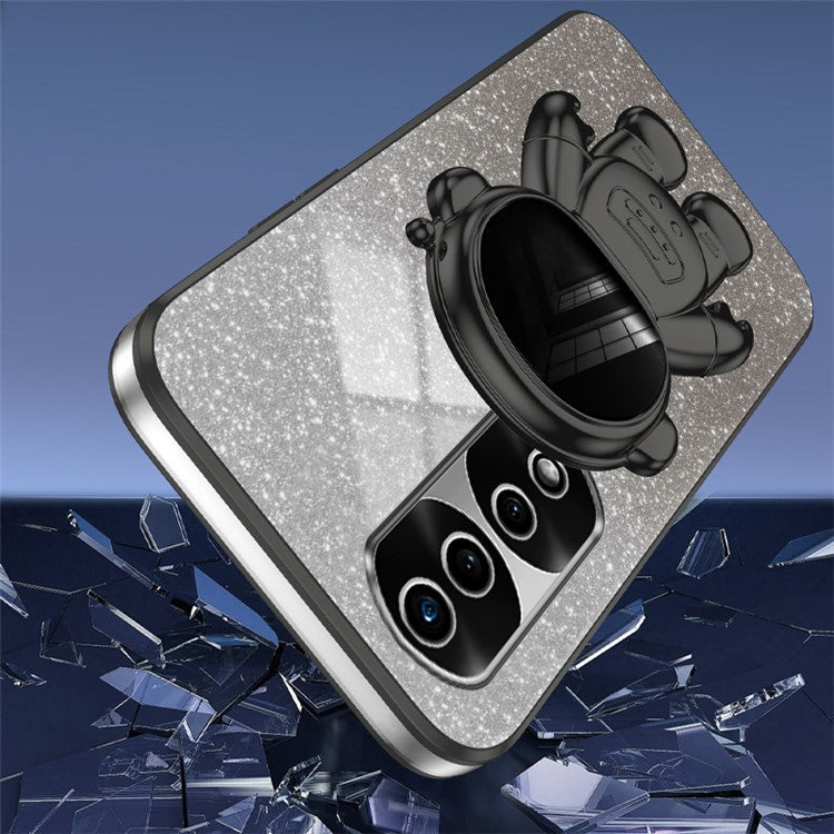For Honor 70 Pro 5G Cell Phone Case PC+TPU Cover with Astronaut Kickstand - Black