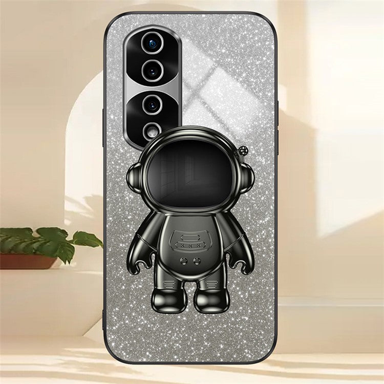 For Honor 70 Pro 5G Cell Phone Case PC+TPU Cover with Astronaut Kickstand - Black