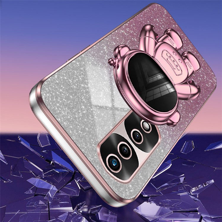 For Honor 70 Pro 5G Cell Phone Case PC+TPU Cover with Astronaut Kickstand - Pink