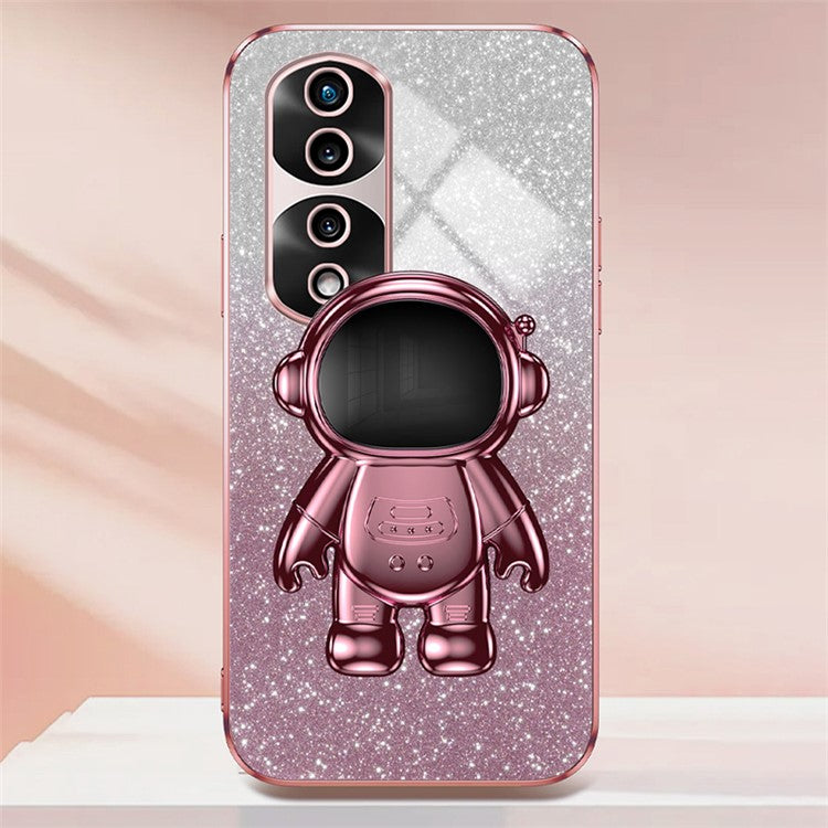For Honor 70 Pro 5G Cell Phone Case PC+TPU Cover with Astronaut Kickstand - Pink
