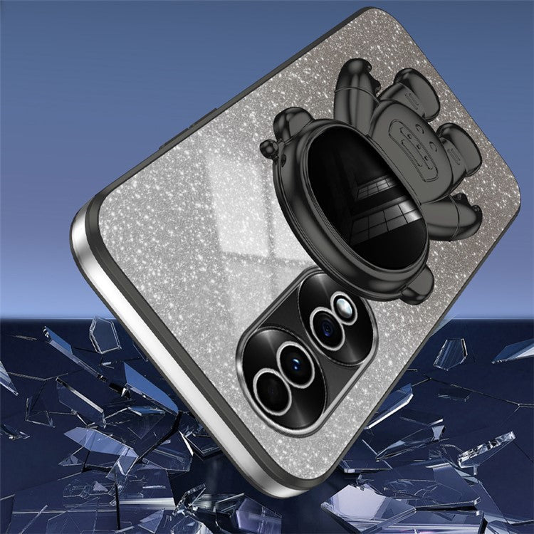 For Honor 70 5G Kickstand Case PC+TPU Astronaut Design Phone Back Cover - Black