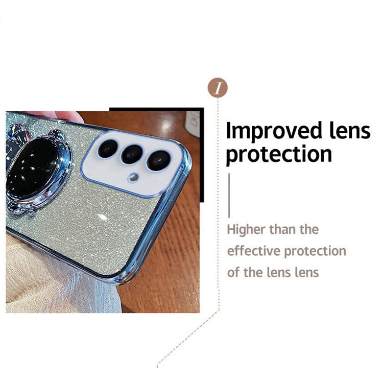 For Samsung Galaxy S24 Case Glitter Astronaut Kickstand Phone Back Cover - Blue