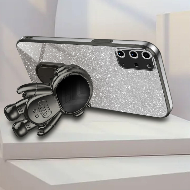 For Samsung Galaxy S20 Plus 5G / 4G Kickstand Phone Case PC+TPU Shell Electroplating Cell Phone Cover - Black