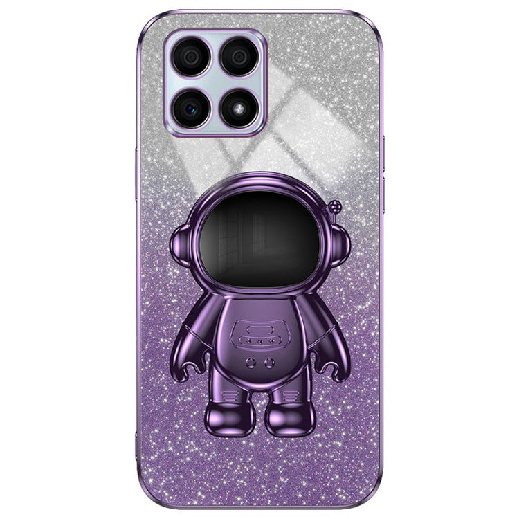 For Honor X30i Glitter Powder PC+TPU Anti-fall Case Astronaut Kickstand Phone Cover - Purple
