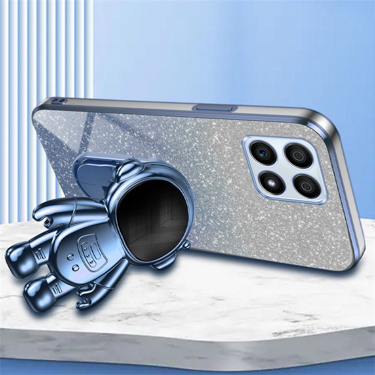 For Honor X30i Glitter Powder PC+TPU Anti-fall Case Astronaut Kickstand Phone Cover - Blue