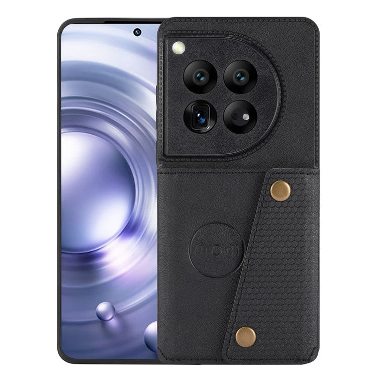 For OnePlus 12 5G Phone Case with Card Slots Magnetic Car Mount Phone Cover - Black