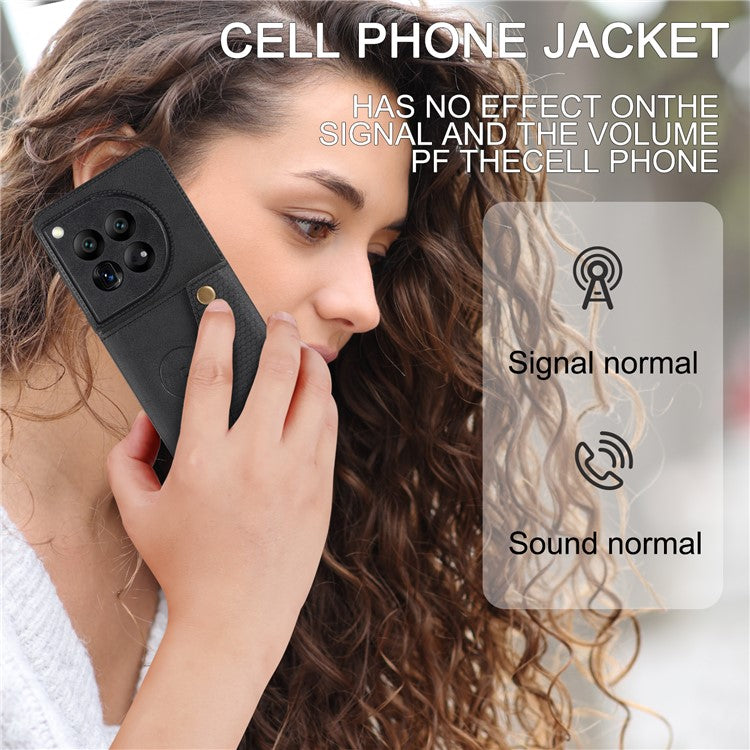 For OnePlus 12 5G Phone Case with Card Slots Magnetic Car Mount Phone Cover - Black