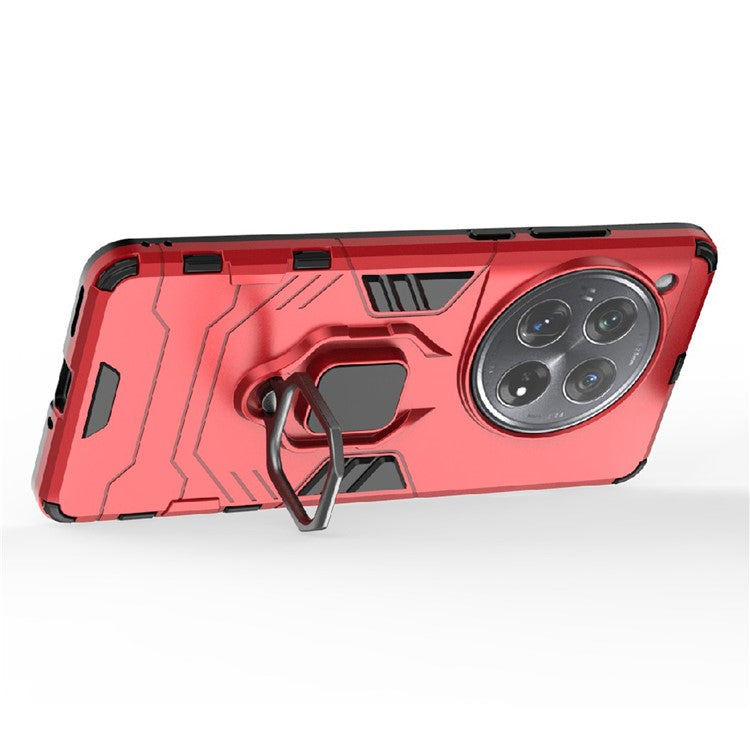 For OnePlus 12 5G Case PC +TPU Phone Cover with Ring Holder Kickstand - Red