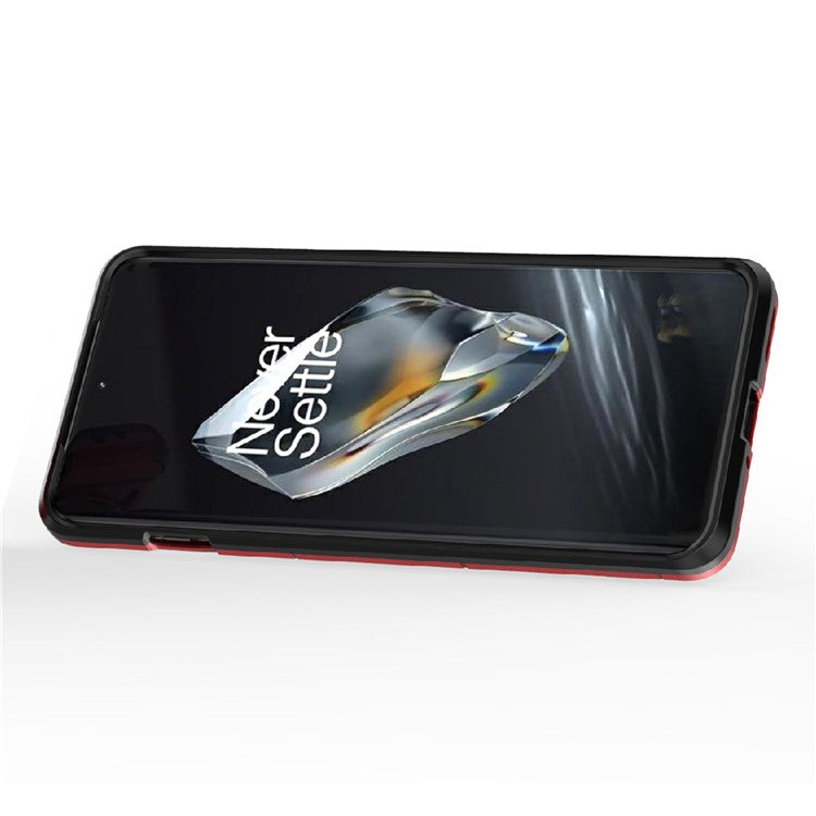 For OnePlus 12 5G Case PC +TPU Phone Cover with Ring Holder Kickstand - Red