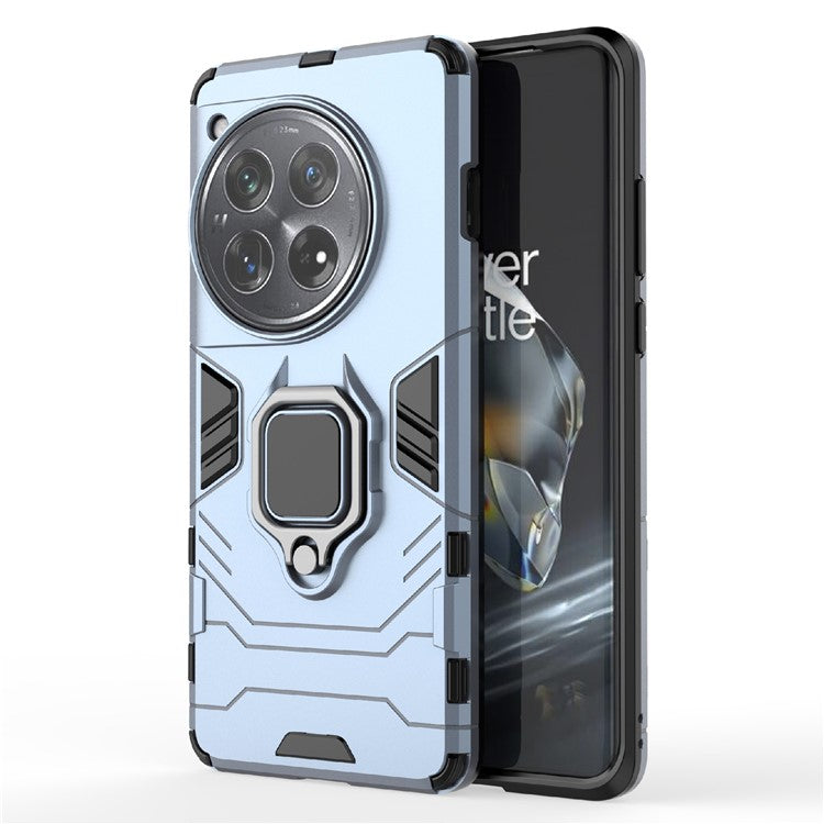 For OnePlus 12 5G Case PC +TPU Phone Cover with Ring Holder Kickstand - Blue