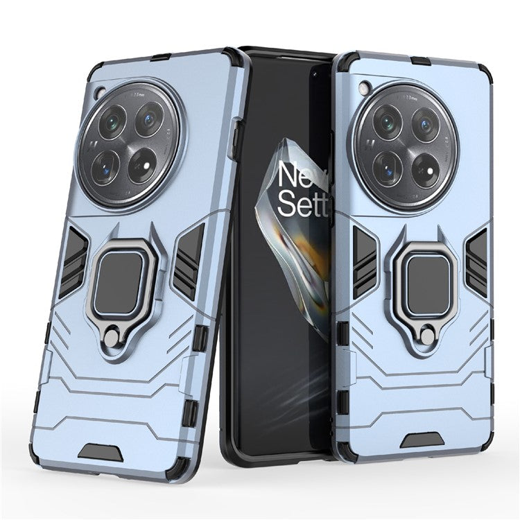 For OnePlus 12 5G Case PC +TPU Phone Cover with Ring Holder Kickstand - Blue