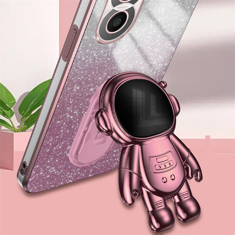 For Honor X40i 5G Astronaut Kickstand Phone Case PC+TPU Electroplating Phone Cover - Pink
