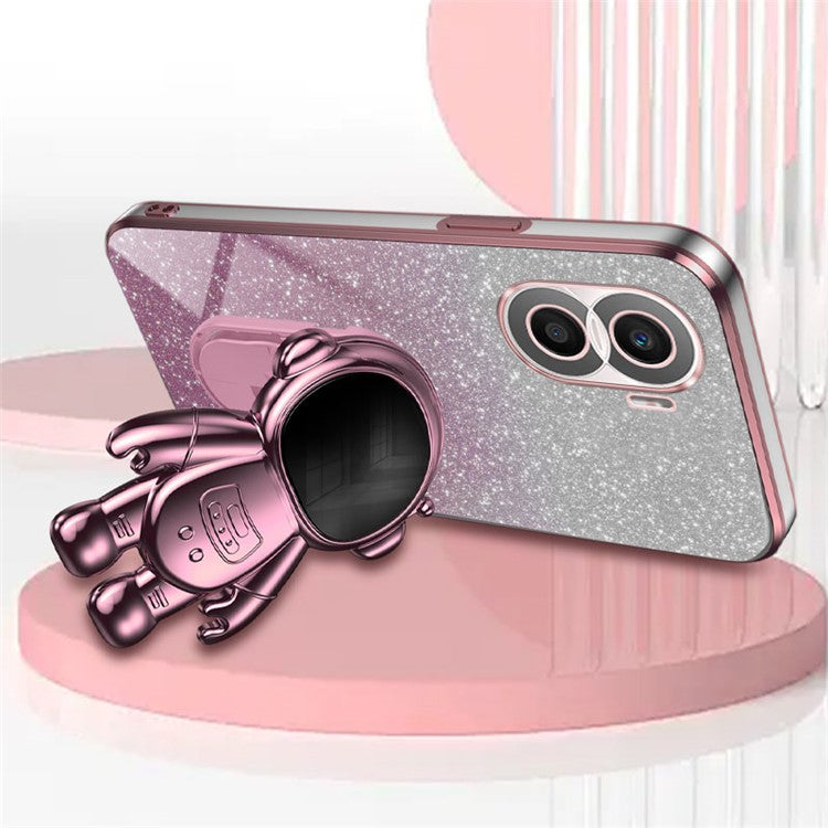 For Honor X40i 5G Astronaut Kickstand Phone Case PC+TPU Electroplating Phone Cover - Pink