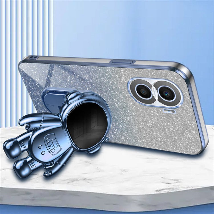 For Honor X40i 5G Astronaut Kickstand Phone Case PC+TPU Electroplating Phone Cover - Blue