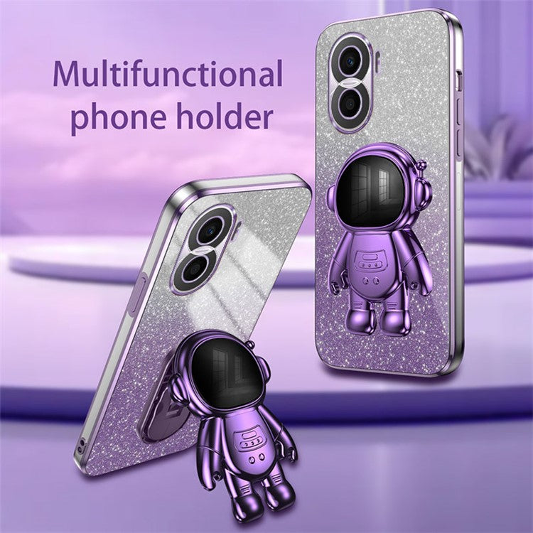 For Honor X40i 5G Astronaut Kickstand Phone Case PC+TPU Electroplating Phone Cover - Purple