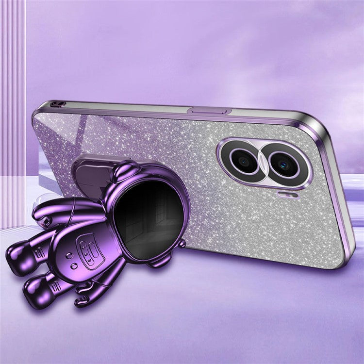 For Honor X40i 5G Astronaut Kickstand Phone Case PC+TPU Electroplating Phone Cover - Purple