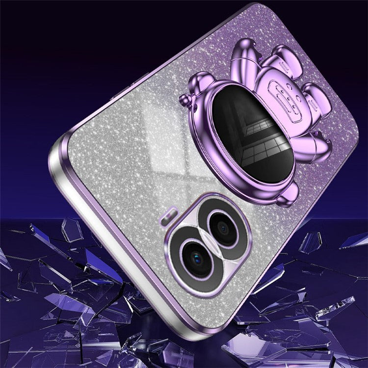 For Honor X40i 5G Astronaut Kickstand Phone Case PC+TPU Electroplating Phone Cover - Purple