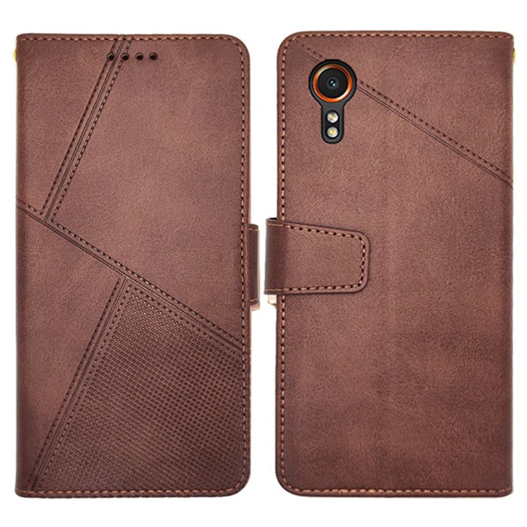 IDEWEI For Samsung Galaxy Xcover7 Case Calf Texture Flip Stand Phone Cover - Brown