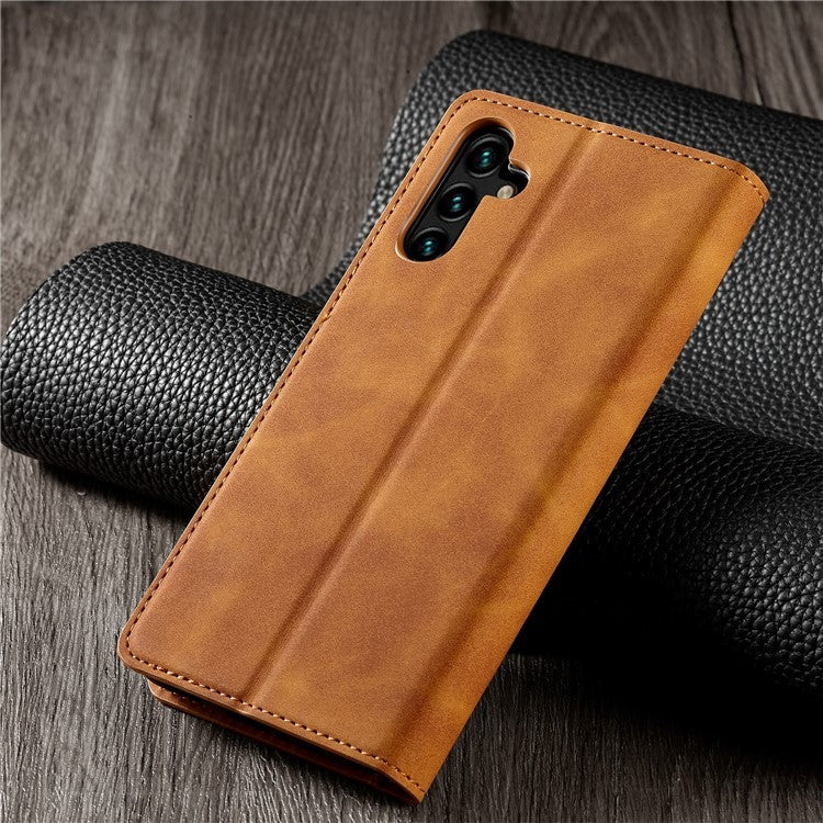 FORWENW Fantasy Series for Samsung Galaxy A15 5G Stand Wallet Case Skin-touch Leather Cell Phone Cover - Brown