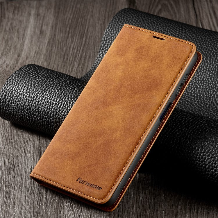 FORWENW Fantasy Series for Samsung Galaxy A15 5G Stand Wallet Case Skin-touch Leather Cell Phone Cover - Brown