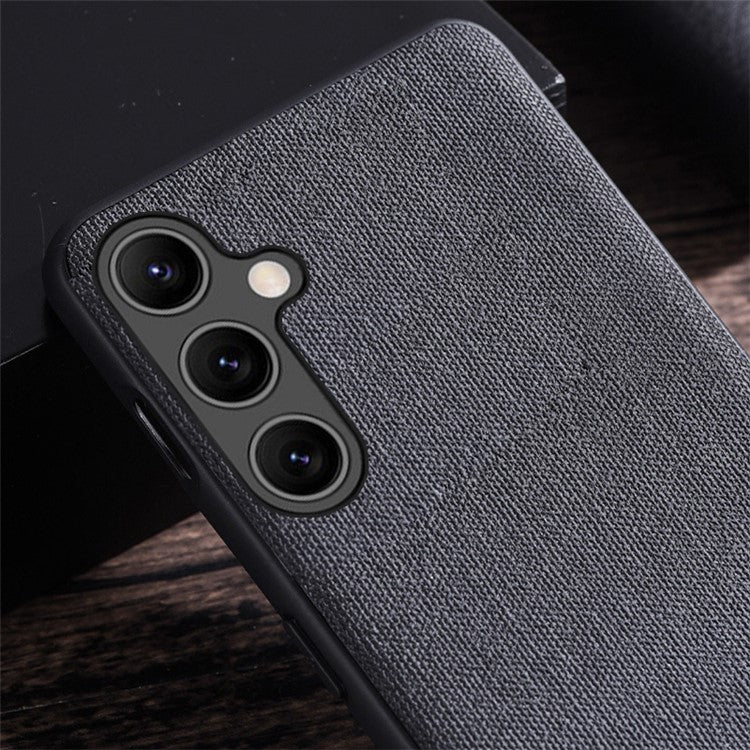 For Samsung Galaxy A15 4G / A15 5G Case PC+Cloth Shock Absorbing Phone Protector - Black